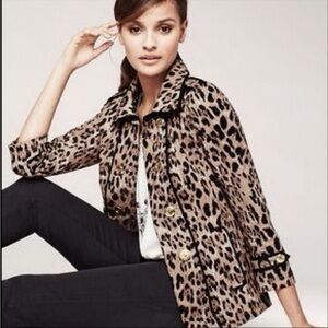White House Black Market Leopard Print Jacket in Beige and Black